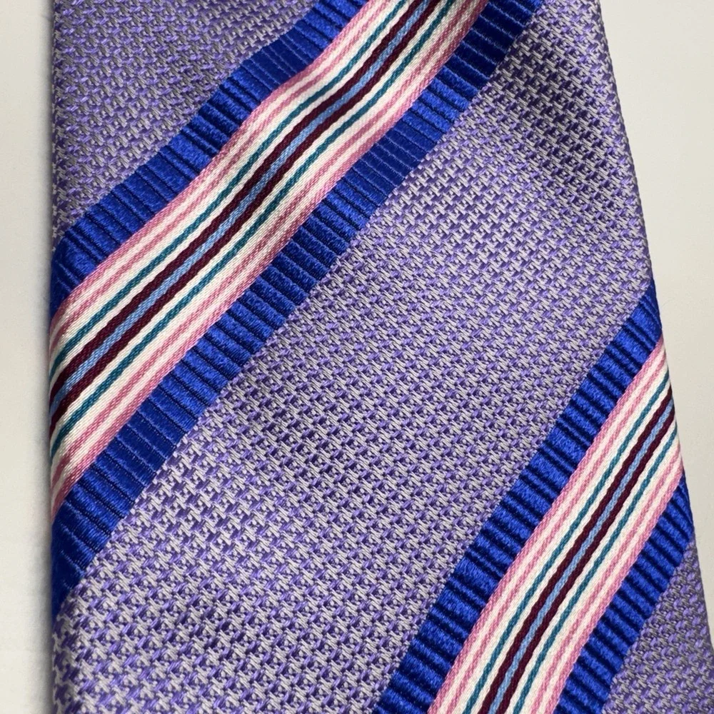Charles Tyrwhitt Mens Silk Tie Lavender Purple Blue Pink‎ Repp Striped Classic